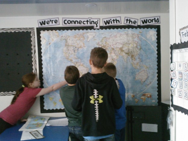 This map has been a very busy place in our classroom lately!