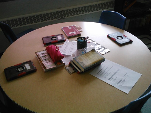 This is the new table in Rm 202--iPads everywhere!