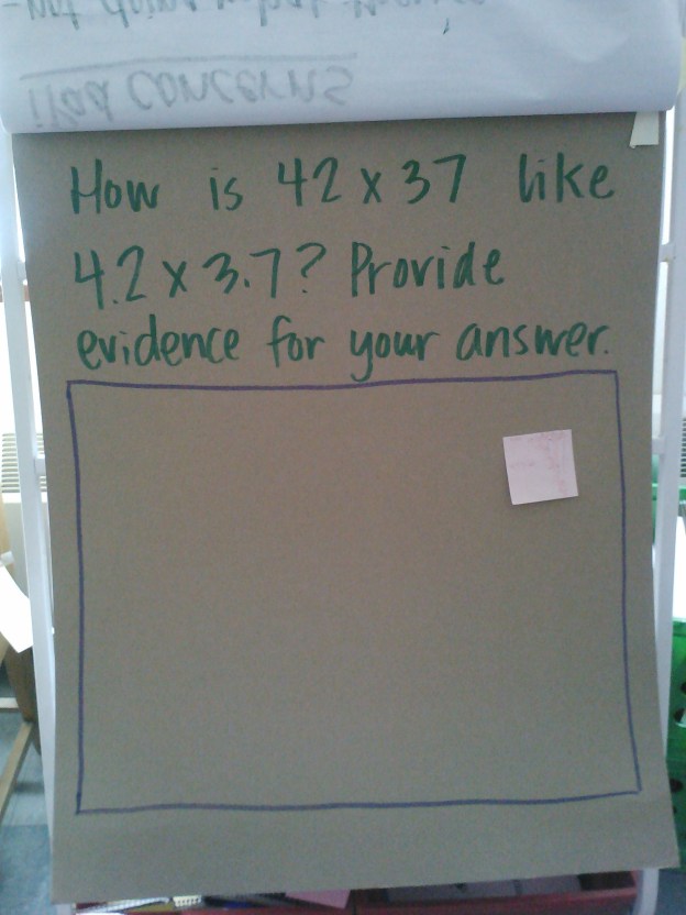 This one was to help discuss fraction place value, and also to help us talk about writing clear and concise answers to questions like these (in preparation for MAP testing in just over a week).