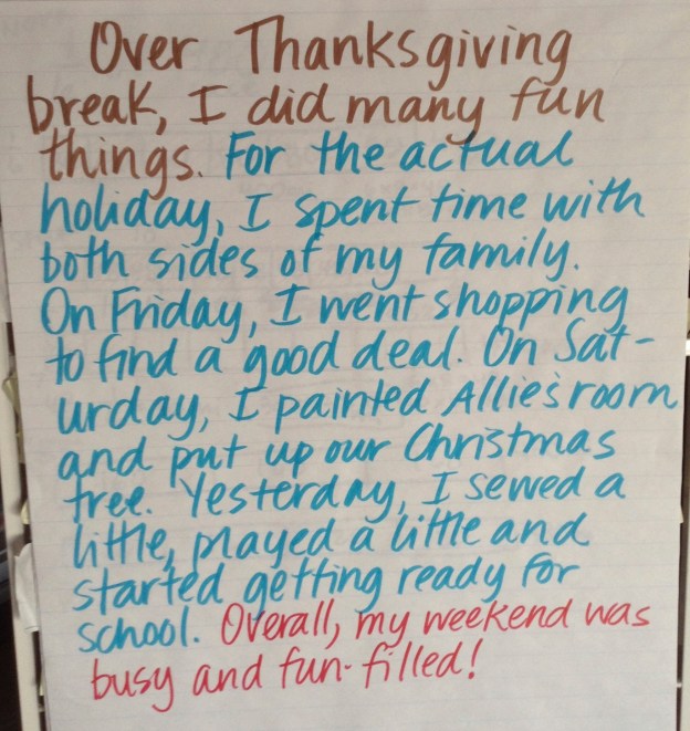 One more paragraph. This one was written several days later as another example to hang for kids to reference.