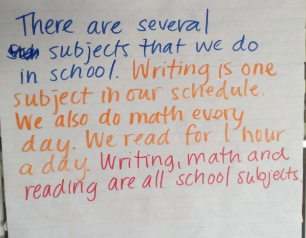 Another paragraph. This one is colored coded to try to help writers see each part (although I wish I had written the topic sentence in green since it's how you GO...too late now, I guess.)
