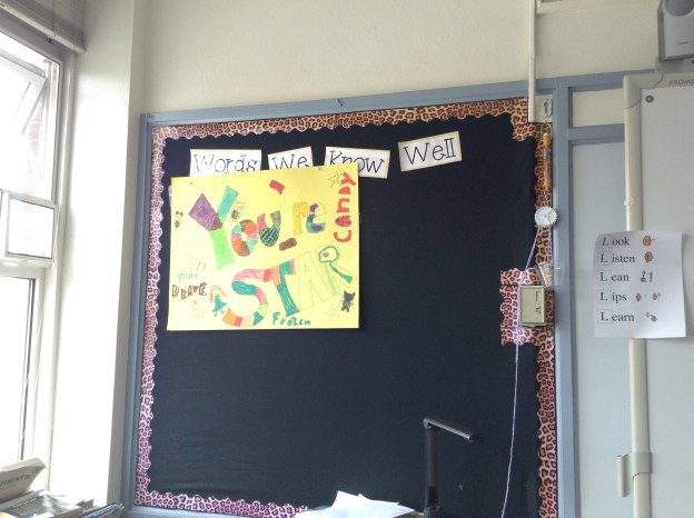 Covered up some vocabulary words with encouraging ones!